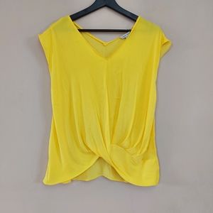 Naked Zebra Yellow Twist Front V-Neck Blouse